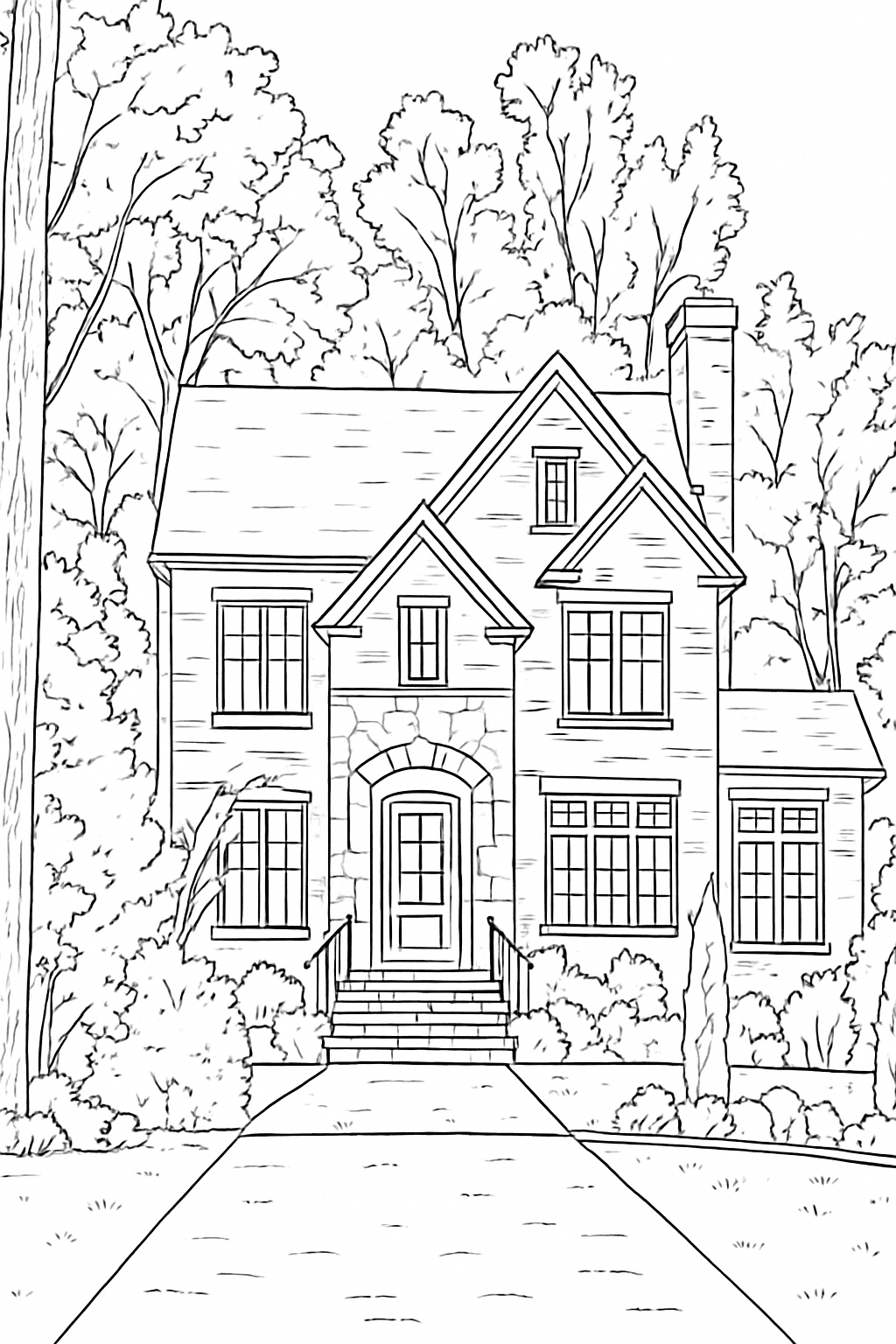 Colonial house coloring page