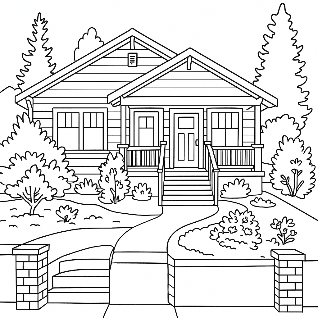 Beach house coloring page